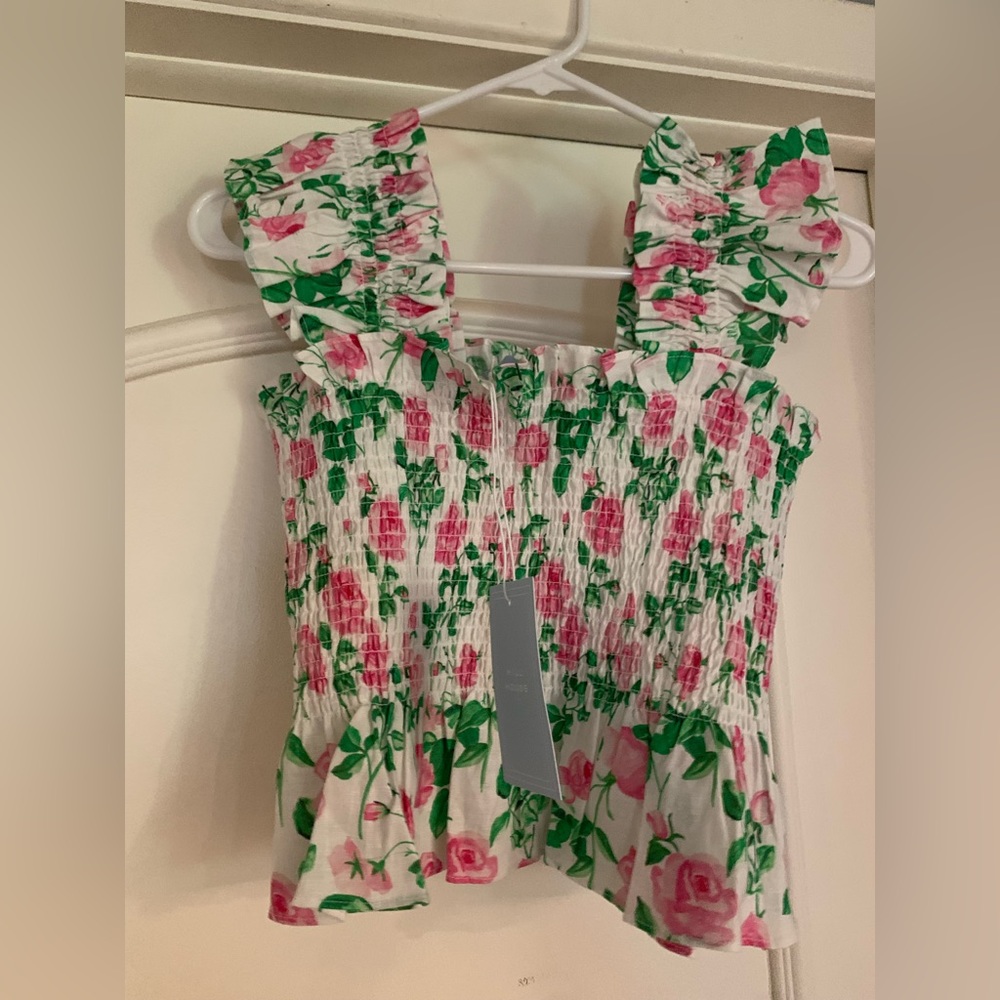 NWT Hill House Home Pink Roses Paz Top S